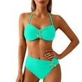thumbnail image 2 of Womens Beach Vacation Two Piece Swimsuit Cover Up Ruffle Outfit High Waist Bottom Tummy Control Swimwear, 2 of 5