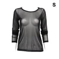 thumbnail image 3 of Camisa de la base de la mujer de manga larga de manga larga Tops Transparente Tops Ropa Poliéster Femenino Camiseta con Encanto Club de fiesta Ropa de otoño S Eigraketly AP008918-01, 3 of 7