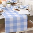 thumbnail image 5 of yuboo Light Blue Buffalo Check Table Runner,Rustic Plaid Table Cloth Farmhouse Style for Picnic Outdoor or Indoor Parties Thanksgiving Birthday Home Table Decorations,72 Inches Long, 5 of 7
