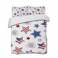 thumbnail image 2 of Quilts Twin Size, 4th of July Soft Comforter Bedding Set for Bed, Independence Day Blue Red Star Fireworks Lightweight Quilted Bedspread with Pillow Cover(2 Pieces) for All Season, 68x86 Inch, 2 of 6
