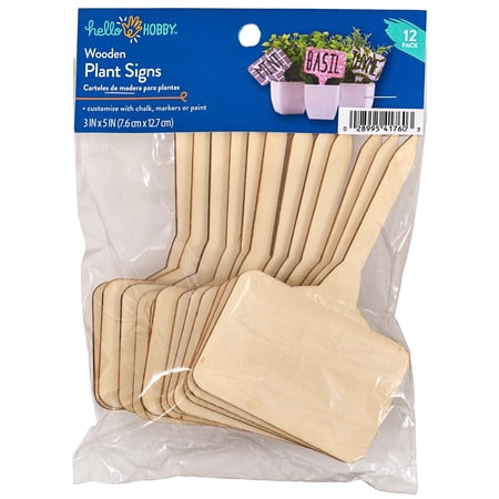 Hello Hobby Wood Plant Poke Set, Set of 12, 5" x 3" x .125"