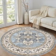 thumbnail image 4 of Toyoso 5x5 Round Area Rug, Traditional Circle Silicone Carpet, 0.25 inch Slim Machine Washable Non Slip Floor Covering for Reading Corners and Entryways, Circular Decorative Rug, Light Blue, 4 of 9