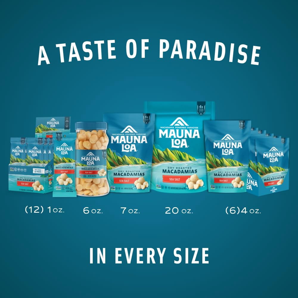 Mauna Loa Sea Salt Roasted Macadamia Nuts, Premium Hawaiian Nuts, 20oz Resealable Bag, Keto Friendly, Gluten Free Snack