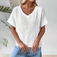 thumbnail image 3 of Camisas de Manga Corta para las Mujeres Casual, Botón de Cuello en V de la Moda de Verano, Top Suelto/Camisa Casual, 3 of 4