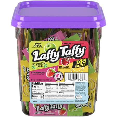 Laffy Taffy Sour Apple, Cherry, Strawberry & Banana Candy Variety Pack, 145 Ct. Tub