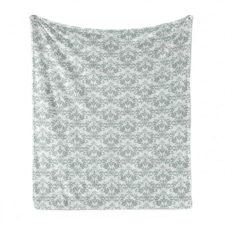 

Abstract Soft Flannel Fleece Throw Blanket Rhythmic Pattern of Chandelier Like Damask Motifs on Plain Backdrop Cozy Plush for Indoor and Outdoor Use 50 x 70 White Pale Sage Green by Ambesonne