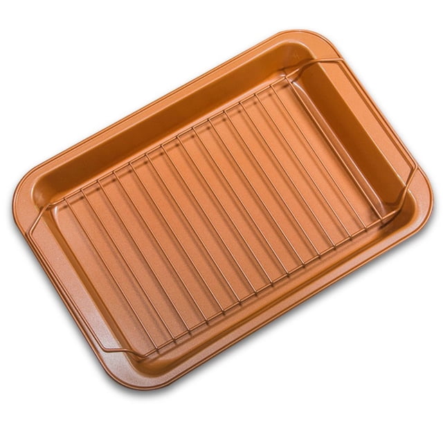 Roasting Pan with Grid Rack Set Non-Stick Rectangular Dish Cake Bread Baking Mold DIY BBQ Bakeware