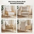 thumbnail image 5 of UBesGoo Modern Accent Chair, Chenille Armchair with Solid Wood Frame and Jute Rope Armrests, Comfy Single Reading Sofa with Pillow, Off White, 5 of 10