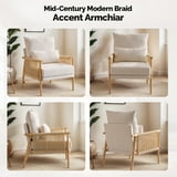Ktaxon Accent Chair, Solid Wood and Jute Rope Armrests Armchair, Single sofa with Lumbar Pillow for Living Room Bedroom Office Off White - Walmart.com