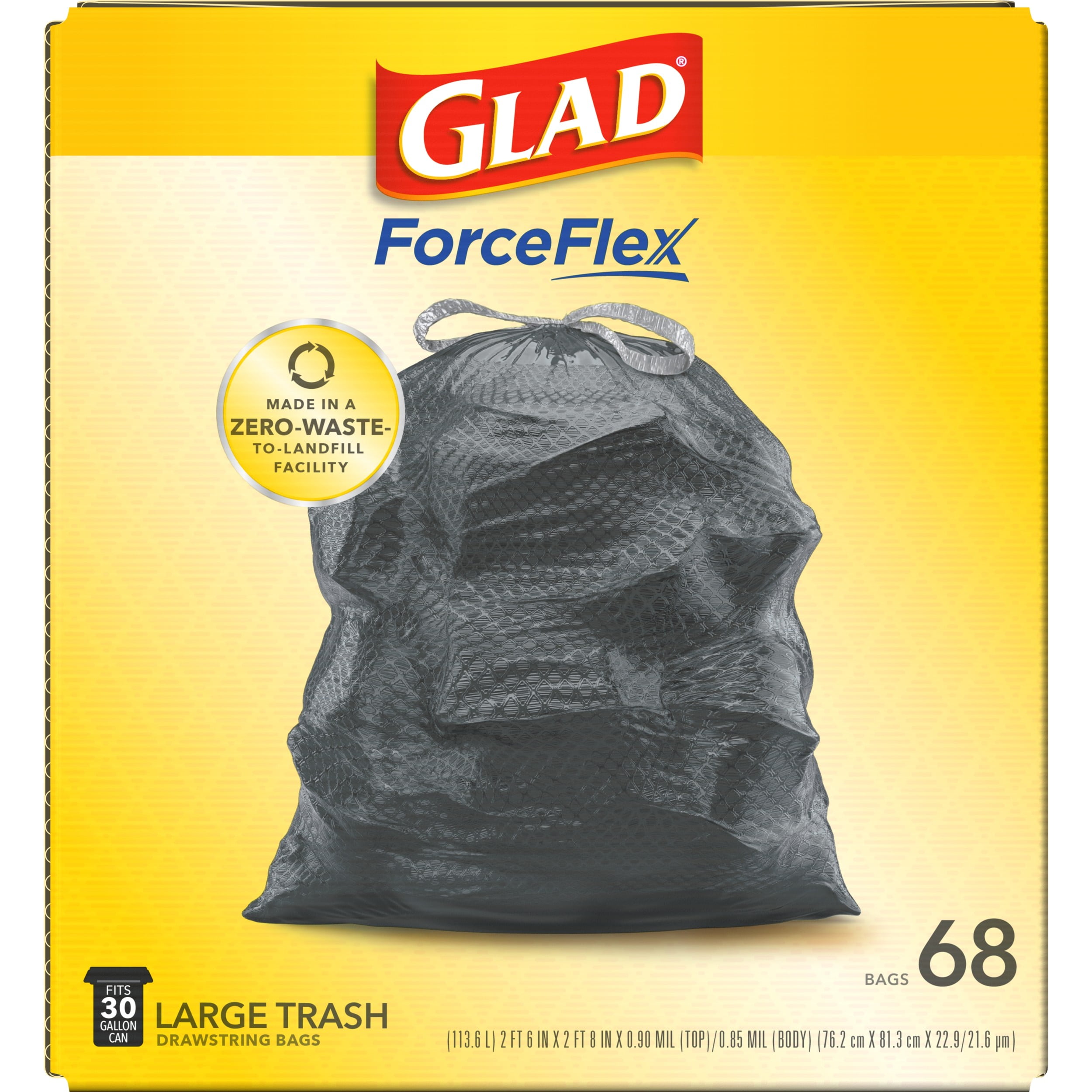 Glad ForceFlexPlus Drawstring Trash Bags 30 Gallons Black 50 Per Box Carton  Of 3 Boxes - Office Depot