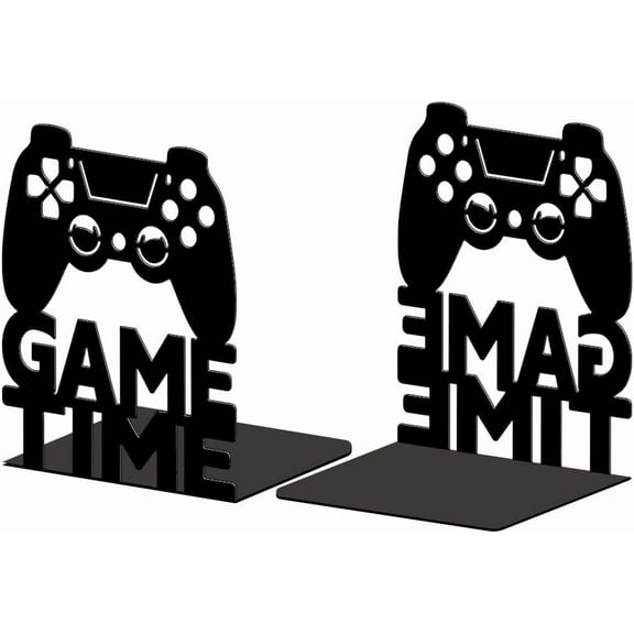 Metal Bookends for Shelves Modern Decorative Heavy Duty Study Book Support Stoppers for Office Desk Shelf Room 5.3"x4.3"x6.8" Cast Iron Simple Tall Bookends 1 Pair (Game) DIY Making