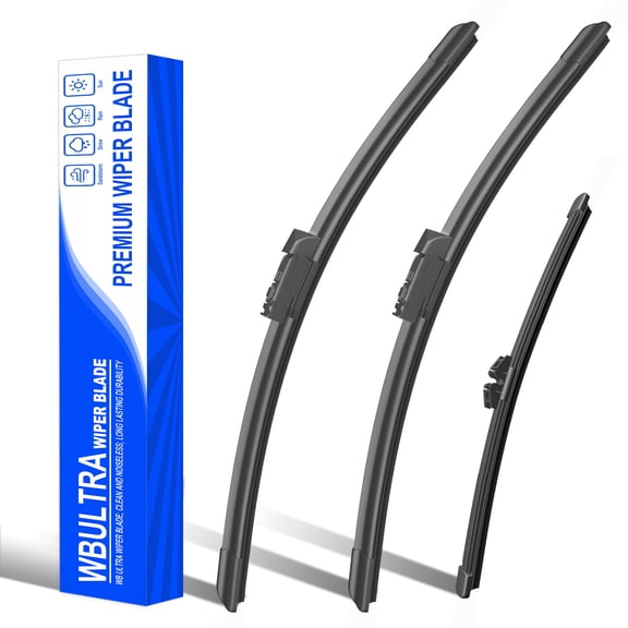 WBULTURE Beam Wiper Blades 3-Pack - Ultra-Quiet & Streak-Free, 26" 20" Front & 12" Rear for BMW X3 2018-2024