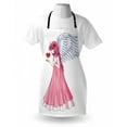 thumbnail image 3 of Anime Apron Fairytale Character Angel in a Pink Dress Holding a Heart Romantic Valentines Day, Unisex Kitchen Bib Apron with Adjustable Neck for Cooking Baking Gardening, Pink Red White, by Ambesonne, 3 of 3