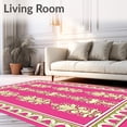 thumbnail image 2 of ODIKA 3'x5' Machine Washable Non-Slip Area Rug, Luxurious Damask Ornate Scrollwork Baroque Inspired Sophisticated High Traffic Rug, Pink, 564580, 2 of 7