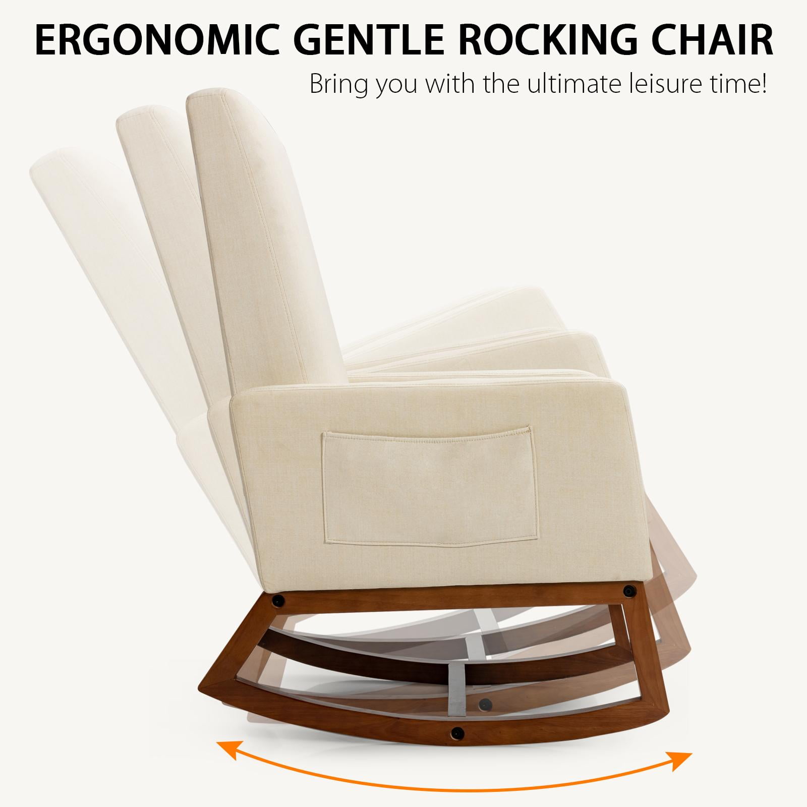 Giantex Rocking Chair, Living Room Padded Chair for Nursery, Home Office & School Use, Beige