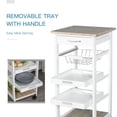 thumbnail image 5 of Rolling Kitchen Cart Kitchen Trolley, Mobile Prep Station with Spacious Drawer, 2 Shelves & Storage Basket, White Multi-Functional Serving Cart with Locking Wheels for Small Spaces, Apartments & Dini, 5 of 10