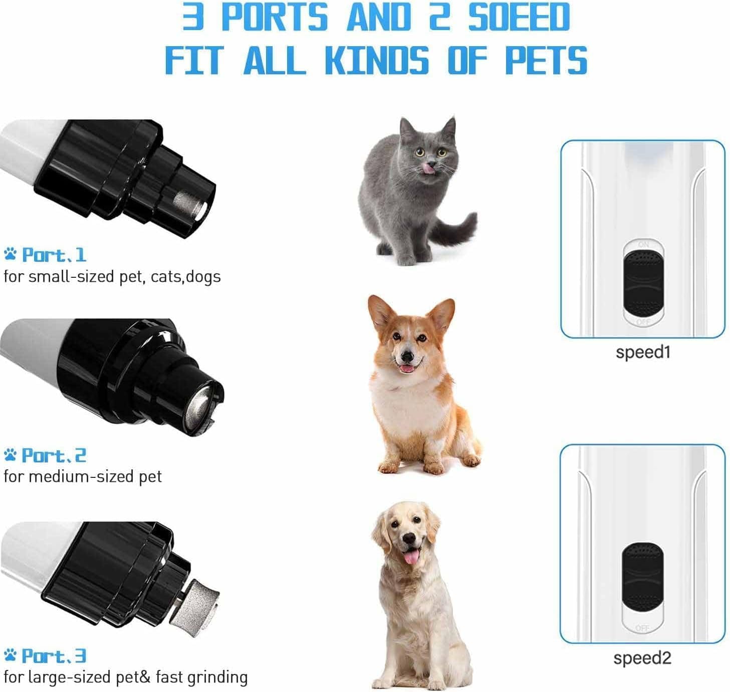 Silent Groom Pro, Silent Grind Pro Dog Nail Trimmer, Silent Grind Pro for Dogs, Dog Nail Grinder Rechargeable, Electric Pet Nail Trimmer (2pcs)