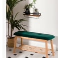thumbnail image 2 of Tufted Fabric Bench Ottoman Bench, Dark Green, 2 of 7