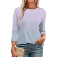thumbnail image 2 of 3/4 Sleeve Blouses for Women! Comdrip 3/4 Length Sleeve Womens Tops Round Neck Casual Tunic Tops Basic Pleated Shirts Loose Fit 2025 Womens Blouses 3/4 Sleeve Purple L, 2 of 6