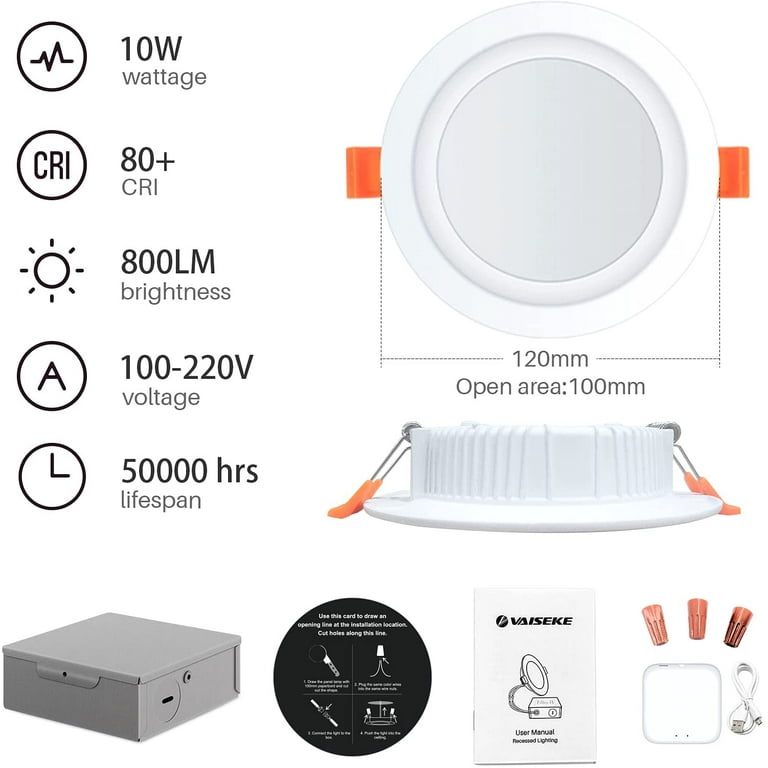 Smart 4 Inch Recessed Lights RGBCW Color Changing - Alexa & Bluetooth Control, Dimmable, 12 Pack