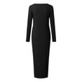 thumbnail image 3 of Sweaters Ladies V Neck Single Multi Button Knit Rib Button Long Sleeve Cardigan Dress Fall Sweaters Dress For Women Black Dresses For Women, 3 of 6
