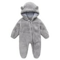 thumbnail image 3 of Baby Girl Boy Hooded Jumpsuit Cute Bear Ear Long Sleeve Bodysuit Warm Outfits Fall Winter Outfit Outwear for Little Boys Girls 0-12 Months, 3 of 5
