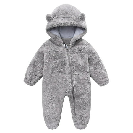 

Summer Dresses Toddler Girl Baby Girl Boy Cute Solid Long Sleeves Cartoon Ear Footed Hooded Zipper Romper Warm Jumpsuit Outfits Summer Baby Girl Dresses