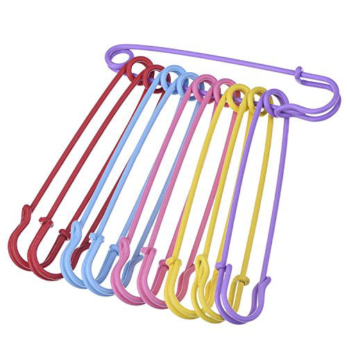 Steel Safety Pins Blanket Pins 4 Inch Extra Large 5 Colors 10 Pieces 