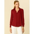 thumbnail image 3 of Camisa de trabajo de manga larga con blusa elegante con cuello en V de oficina para mujer Rojo S INSPIRE CHIC Camisa, 3 of 6