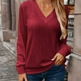 thumbnail image 2 of Hanen Long Sleeve Womens Tops Casual Women's V-neck Brushed Solid Color Long Sleeved Top Athletic Sweatshirts for Women, 2 of 7