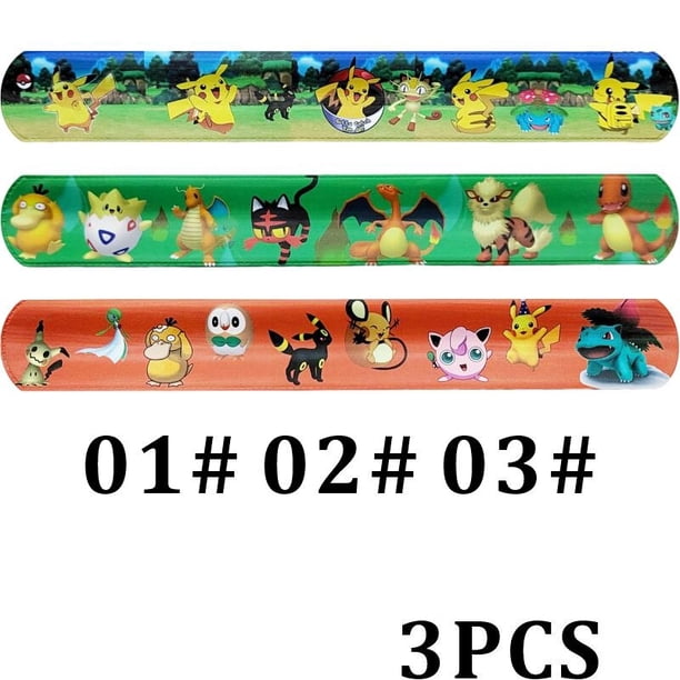Pulsera a presión de Pokémon para niños y niñas, brazalete de bolsillo con figura de Pikachu y Eevee, regalo de fiesta de cumpleaños