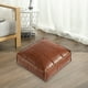 thumbnail image 4 of Funda de puf otomana de cuero sintético sin relleno | Reposapiés marroquí impermeable | Cojín de piso de 17.7" para sala de estar o patio, asiento de almacenamiento, tapicería duradera, marrón, 4 of 7