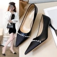 thumbnail image 2 of 2021 nuevos zapatos de tacón alto puntiagudos con perlas para mujer, zapatos de tacón profesionales para banquetes con temperamento femenino, zapatos con tira trasera para mujer37 Gao Jinjia LED, 2 of 2