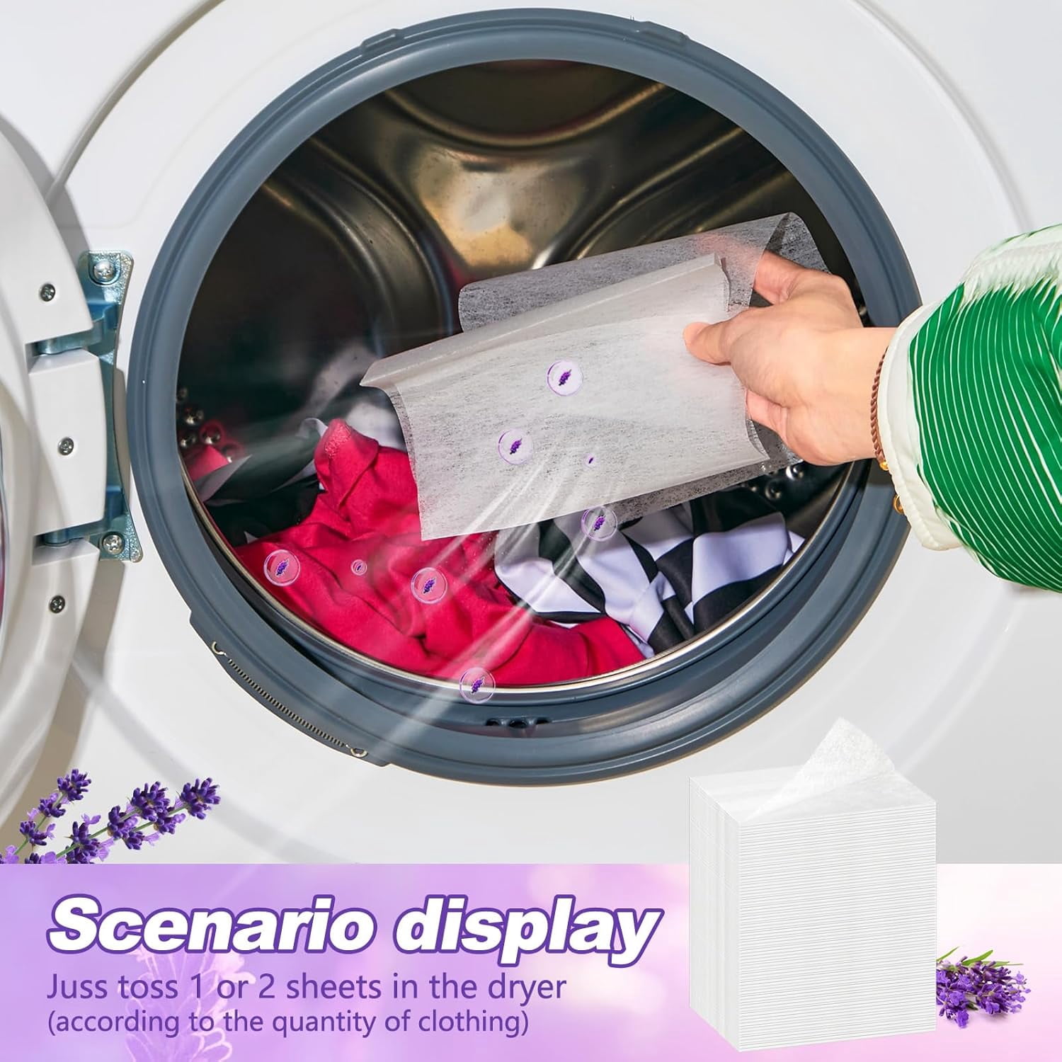 600 Count Dryer Sheets Bulk Fabric Softener Lavender Scent Dryer Sheets Naturally Softens and Removes Static Cling, Ideal for Large Households, Sensitive Skin