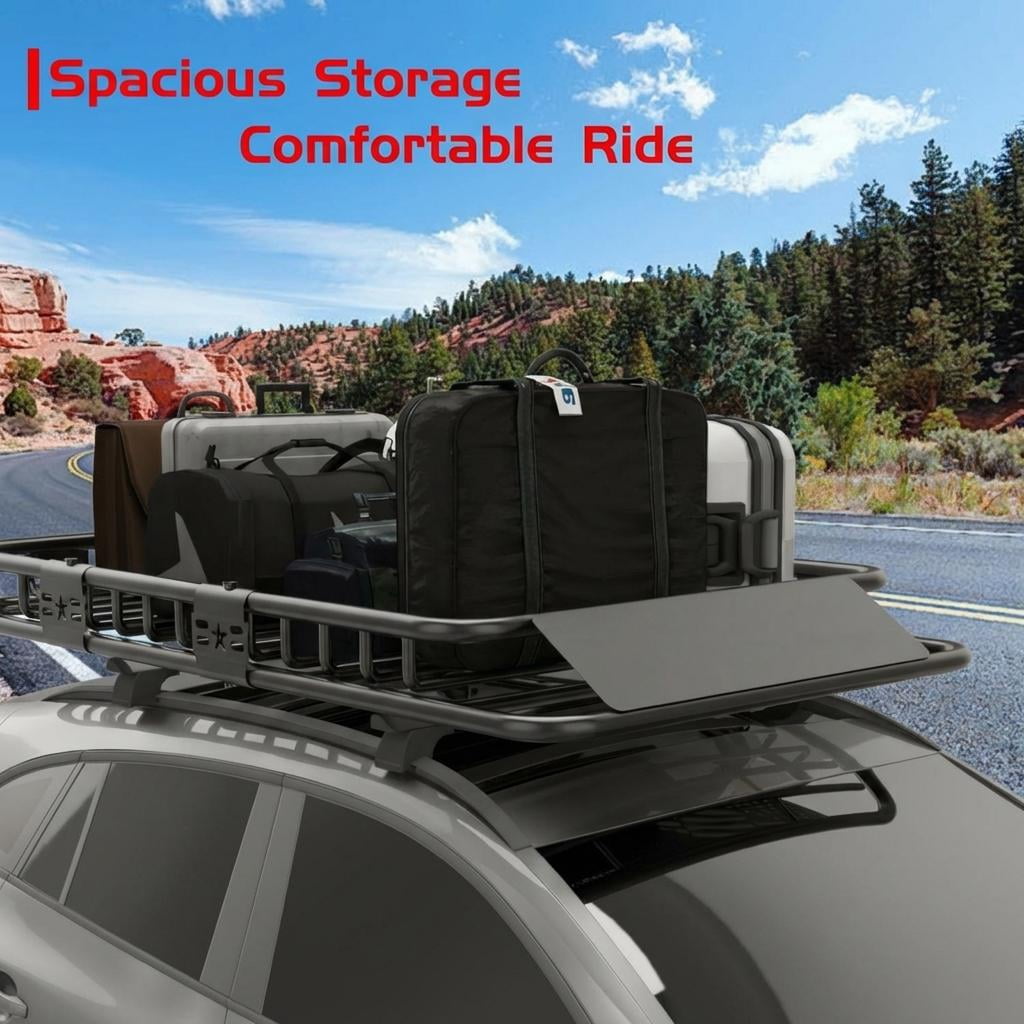 AIKKYS Roof Rack Cargo Basket,51"x 36"x 5" Universal Roof Rack Cargo Carrier,200lb Capacity,Top Luggage Storage Holder Basket for SUV,Trucks,Car,Black
