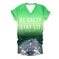 thumbnail image 1 of TSADFHJI Hauts Peplum pour Femmes Hiver Mode Décontractée Imprimée Col en V Manches Courtes T-Shirt S Vert Clair, 1 of 2