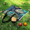 thumbnail image 5 of Intricate Teal Floral Tapestry Design Waterproof Picnic Blanket with Foldable Zipper, Suitable for Outdoor Use, Suitable for Travel, Camping, Beaches, Parks, Grasslands, Picnic Blanket Accessories, 5 of 7