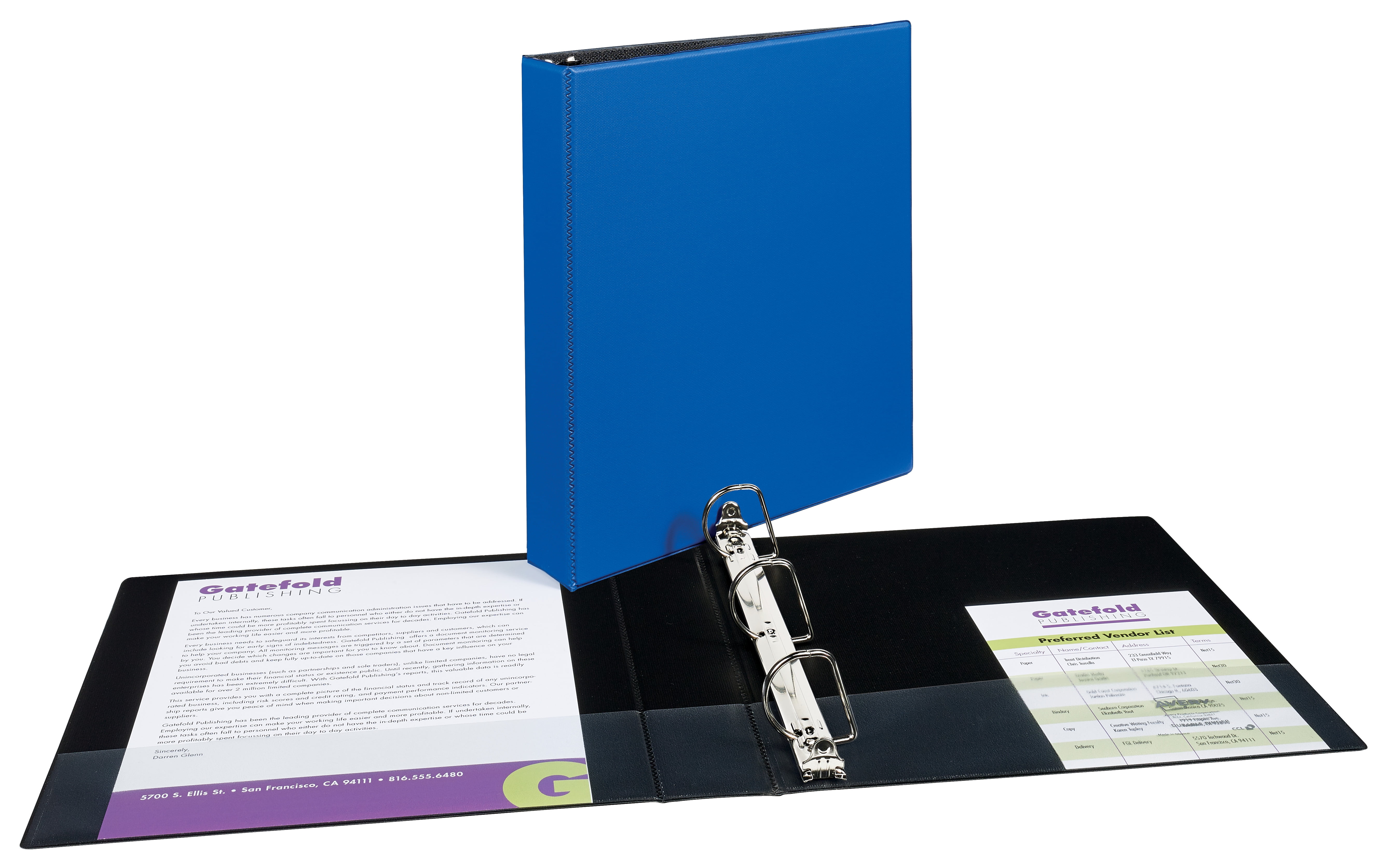Avery Durable Binder, 1-1/2" Slant Rings, 375-Sheet Capacity, DuraHinge, Blue (27351)
