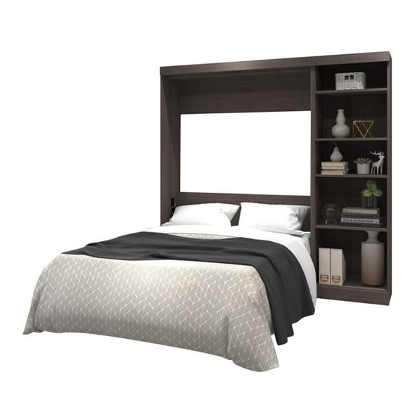 Atlin Designs 84" Full Wall Bed with Storage in Bark Gray