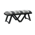 thumbnail image 2 of Feeney Upholstered Bench, Black Frame with Black and White Handwoven Geomatric Pattern Fabric, 2 of 7