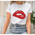 thumbnail image 1 of Red Lips T-Shirt, Expressive Lips, Cute Gift for Girl Friend, Sugar Lips Sweatshirt, Valen - Black - XL, 1 of 2
