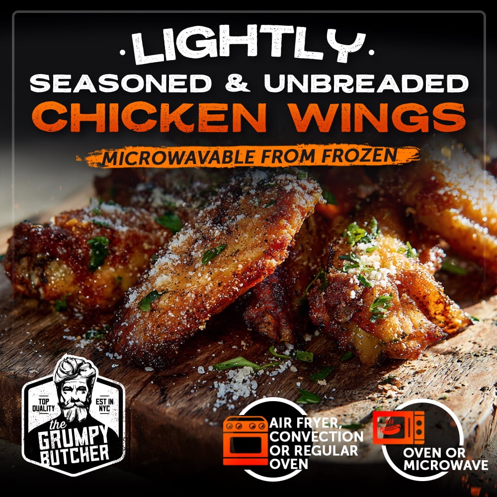 Grumpy Butcher Heritage Chicken Wings, Smoky Salt & Pepper, Fully Cooked & Microwaveable, 2 Pack (20 oz each)