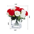 thumbnail image 4 of Enova Home Artificial 18 Heads Silk Roses Flowers Arrangement in Clear Glass Vase With Faux Water For Home Office (Cream Red), 4 of 4