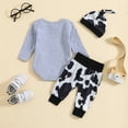 thumbnail image 5 of adviicd Baby Boy Outfits with Hat Baby Boy Clothes Plaid Letter Print Long Sleeve Hoodies + Long Pants 2PCS Fall Winter Outfits Set (Grey,0-3 Months), 5 of 7