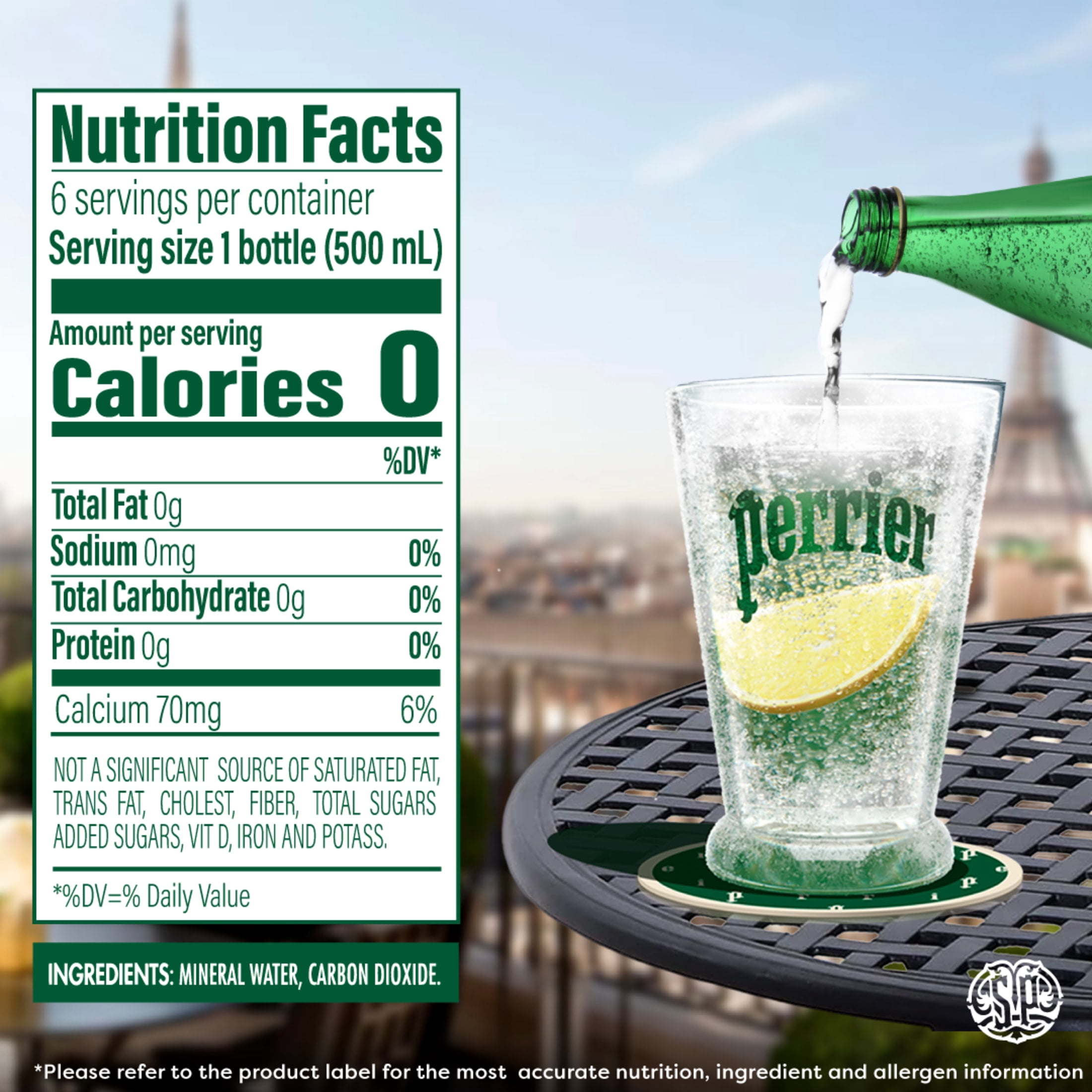 Perrier Sparkling Unflavored Mineral Water, 101.4 fl oz, 6 Pack Plastic Bottles