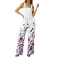 thumbnail image 2 of Franhais Women Casual Bodysuit, Floral Printed Wide Leg Sleeveless Loose Sling Long Jumpsuit, 2 of 9