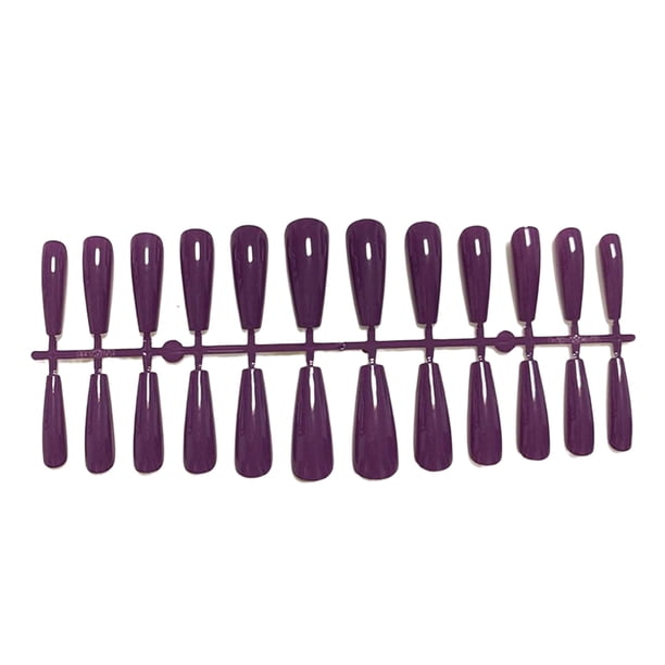 Soidarity 24 Uds uñas postizas CoffinPress-on diseño barniz Extra largas puntas de uñas artificiales suministro de manicura accesorios para Arte de uñas morado oscuro