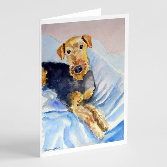 Caroline's Treasures Cozy Airedale Terrier Greeting Cards with Envelopes, 5" x 7" (8 Count)