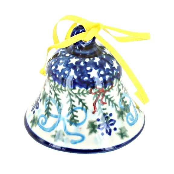 Blue Rose Polish Pottery Christmas Bounty Small Bell
