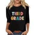 thumbnail image 2 of Jinhomg Womens 3/4 Length Sleeve Tunic Tops Funny Letter Printed Round Neck Pullovers Casual Cozy Going Out Wear Cyber and Monday Deal Black#3 M, 2 of 4
